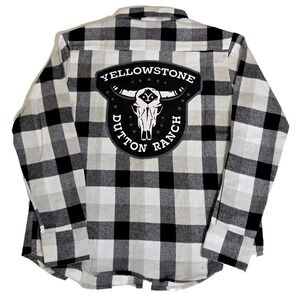 Yellowstone Dutton Ranch Plaid Flannel Shirt Men's M‎ Black/White NWOT